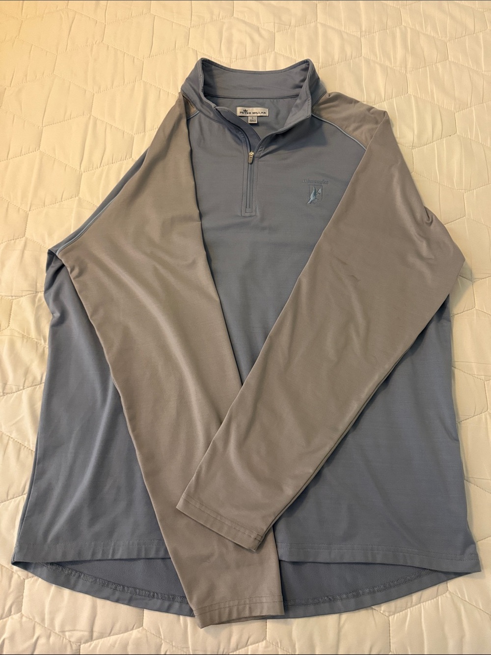 Peter Millar Two-Tone Light Blue and Gray Quarter-Zip Shirt Jacket